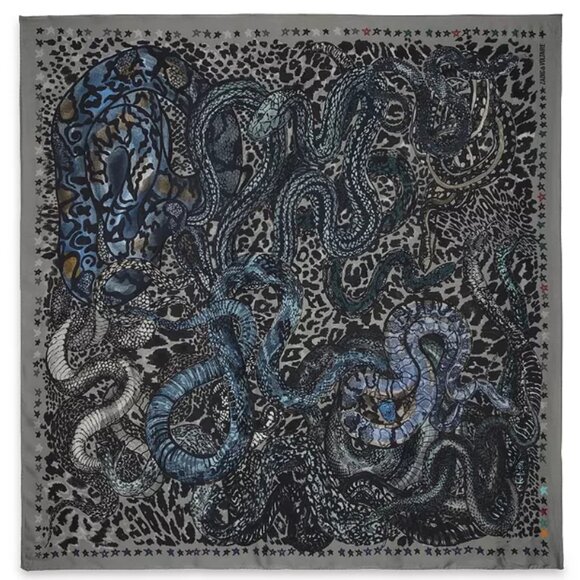 Zadig & Voltaire Billie Square Scarf in mixed silk with snake - Picture 2 of 5